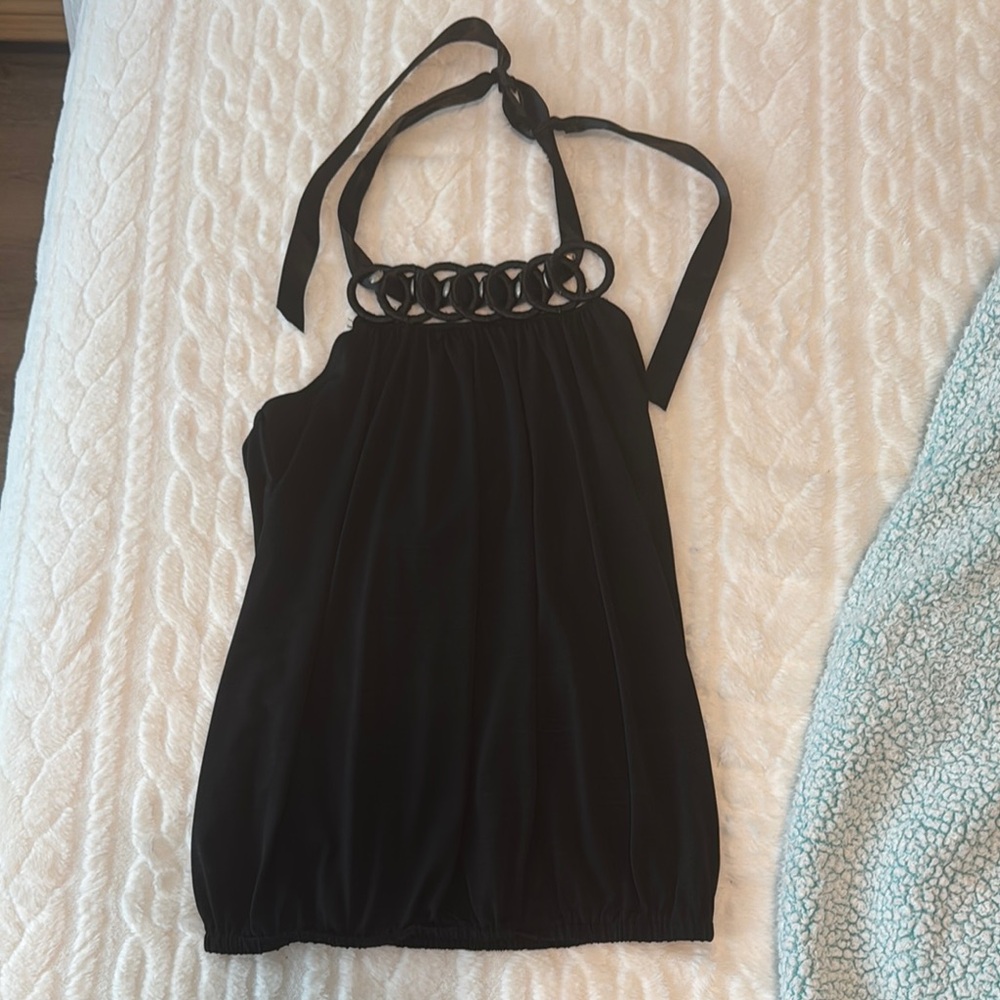 XOXO Black Sleeveless Asymmetrical Tie Front Top